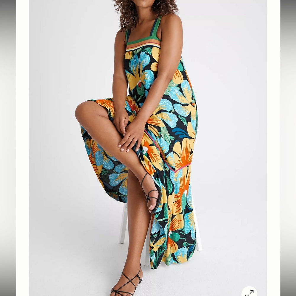 Anthropologie Maeve Nikoleta Floral Maxi Dress Size XS Green Multi